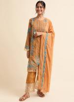 Faux Georgette Peach Traditional Wear Zari Work Straight Suit